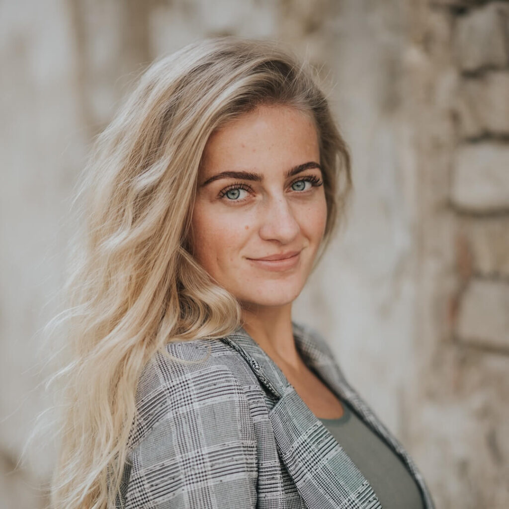 shot beautiful smiling woman outdoors